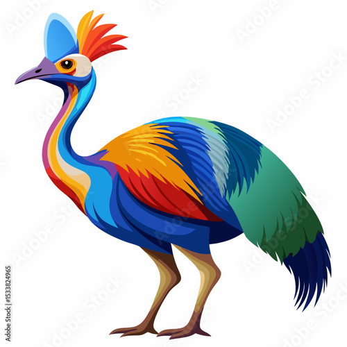 Colorful cassowary illustration vector exotic bird art design graphic