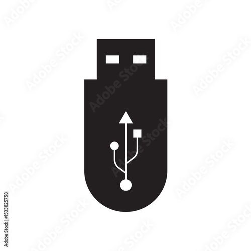 USB icon. USB icon isolated on white background. Flash disk sign and symbol.