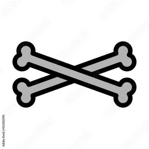 Flat crossbones icon on white background for warning or pirate theme design