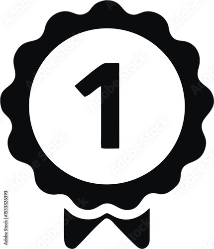 Minimalist Circular Badge with Scalloped Edge and Number '1'