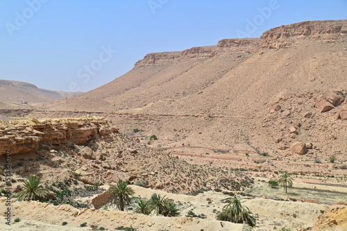 Arid Landscape Surrounding Chenini Village, Ancient Berber Troglodyte Village in the Sahara Desert of Tunisia