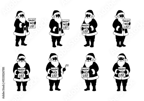 Santa holding naughty and nice list set