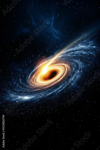 Mesmerizing Black Hole with Fiery Accretion Disk in Deep Space Scene