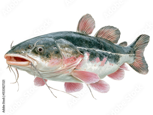 Freshwater Fish Burbot on White Background