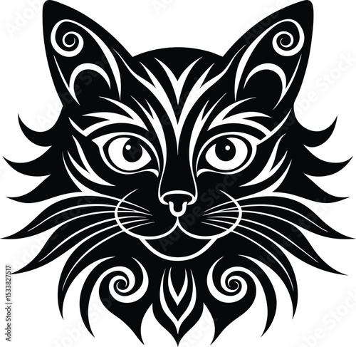 Tribal Cat Head Design