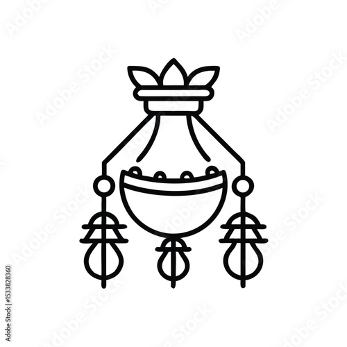Elegant ornate hanging lamp design line art illustration