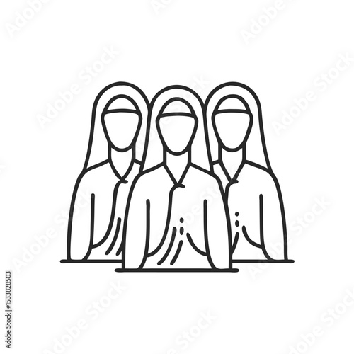 Three women wearing traditional muslim clothing together