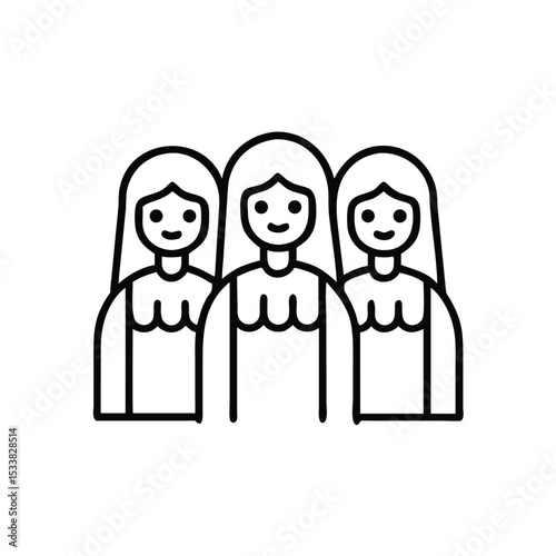 Three women standing together female friends group unity