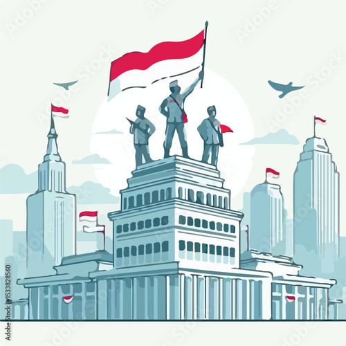 Indonesian republic heroes with simple and minimalist flat design using a white background