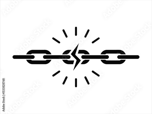 Broken Chain with Spark Icon - Freedom, Weakness, and Breach Symbol