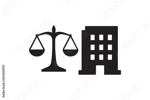 Corporate Law Icon silhouette vector with white background