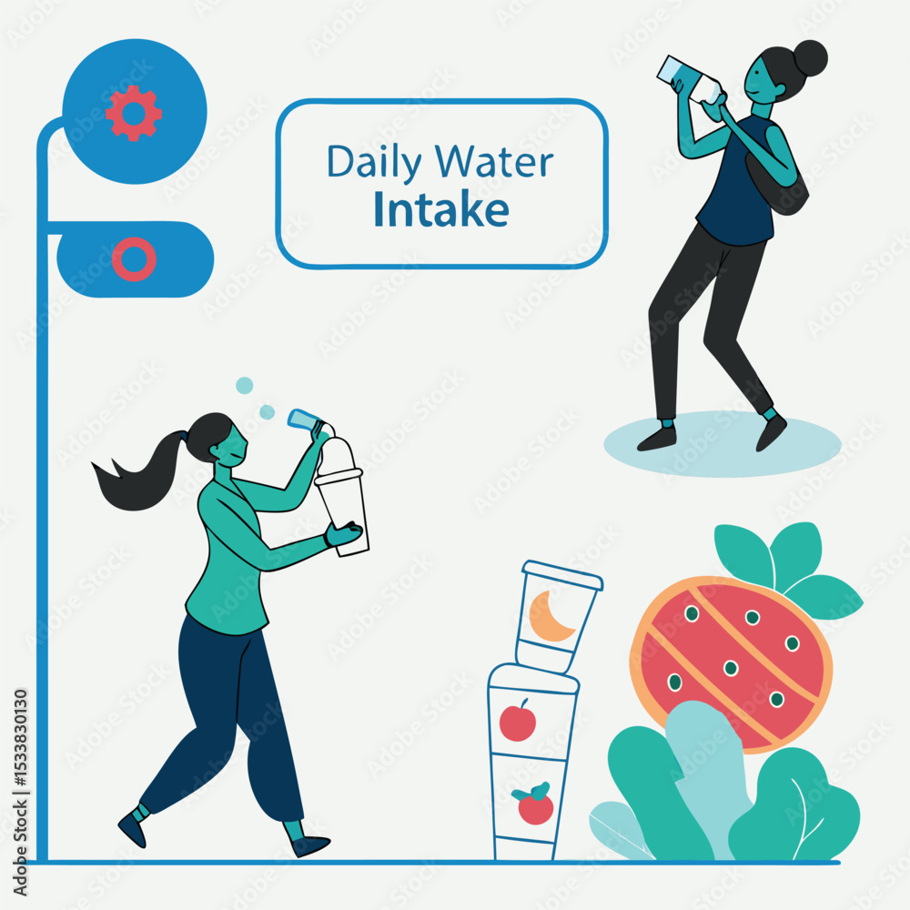 Fototapeta premium Infographic: Daily water intake