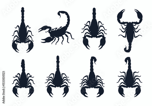Scorpion silhouettes, creepy crawlies, poisonous danger, zodiac signs
