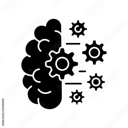 Machine Learning (ML) black glyph line icon.