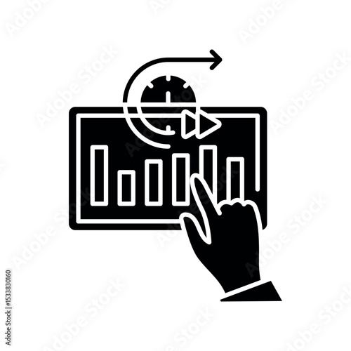 predictive analytics black glyph icon.