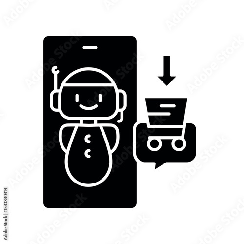 ai in e-commerce black glyph icon.