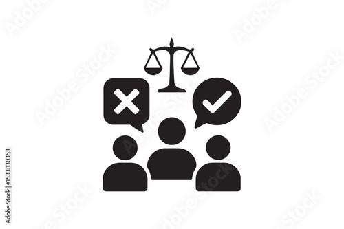 Dispute Resolution Icon silhouette vector with white background