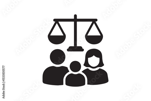 Family Law Icon silhouette vector with white background