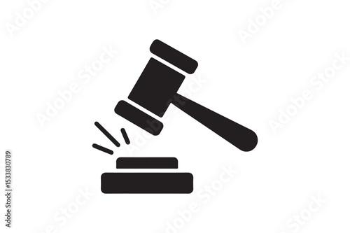 Gavel Hitting Icon silhouette vector with white background