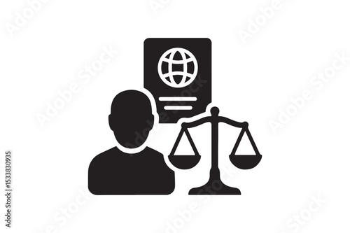 Immigration Law Icon silhouette vector with white background
