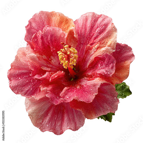 Hibiscus Bloom: Vivid Pink Tropical Flower Isolated on White