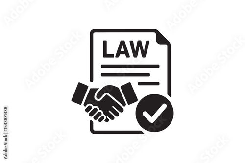 Law Agreement Sign silhouette vector with white background