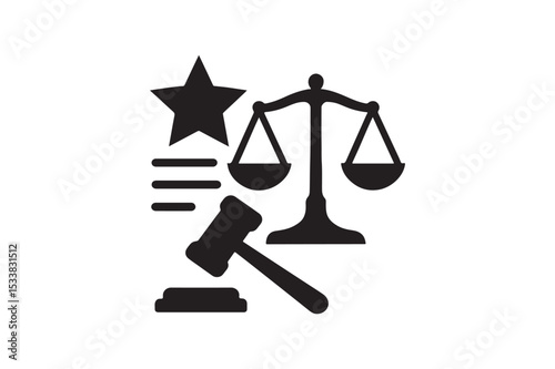 Law and Order Symbol silhouette vector with white background
