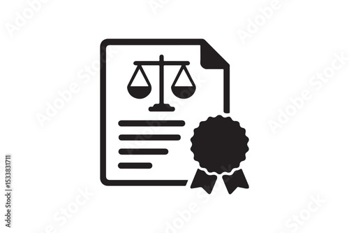 Law Certification Icon silhouette vector with white background