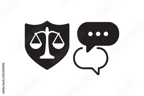 Law Negotiation Icon silhouette vector with white background