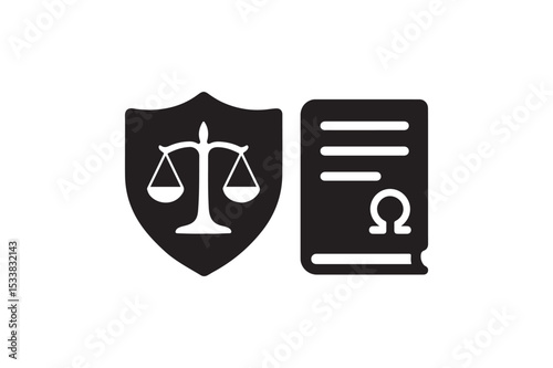 Law Rights Icon silhouette vector with white background