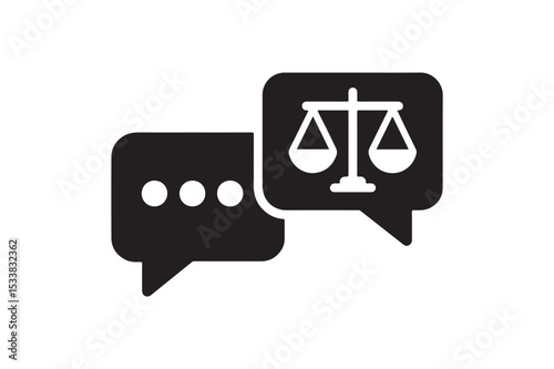 Legal Advice Chat Icon silhouette vector with white background