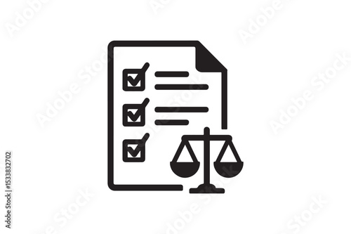 Legal Checklist Icon silhouette vector with white background