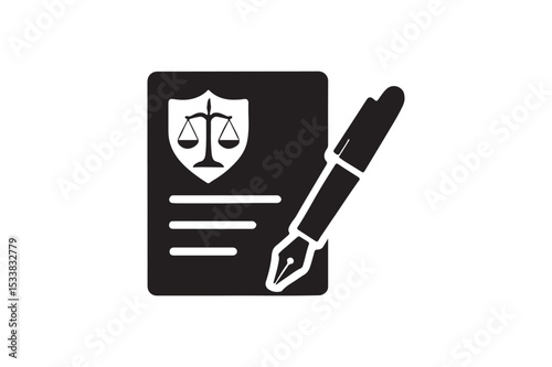 Legal Contract Draft Icon silhouette vector with white background