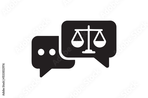Legal Discussion Icon silhouette vector with white background