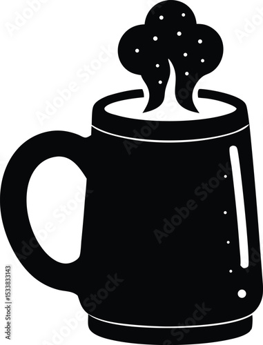 Silhouette Of A Cider Mug With Steam - Premium Design Element