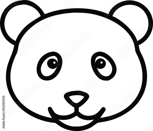 Outlined panda face presents simple, appealing cartoon aesthetic perfect for children's content