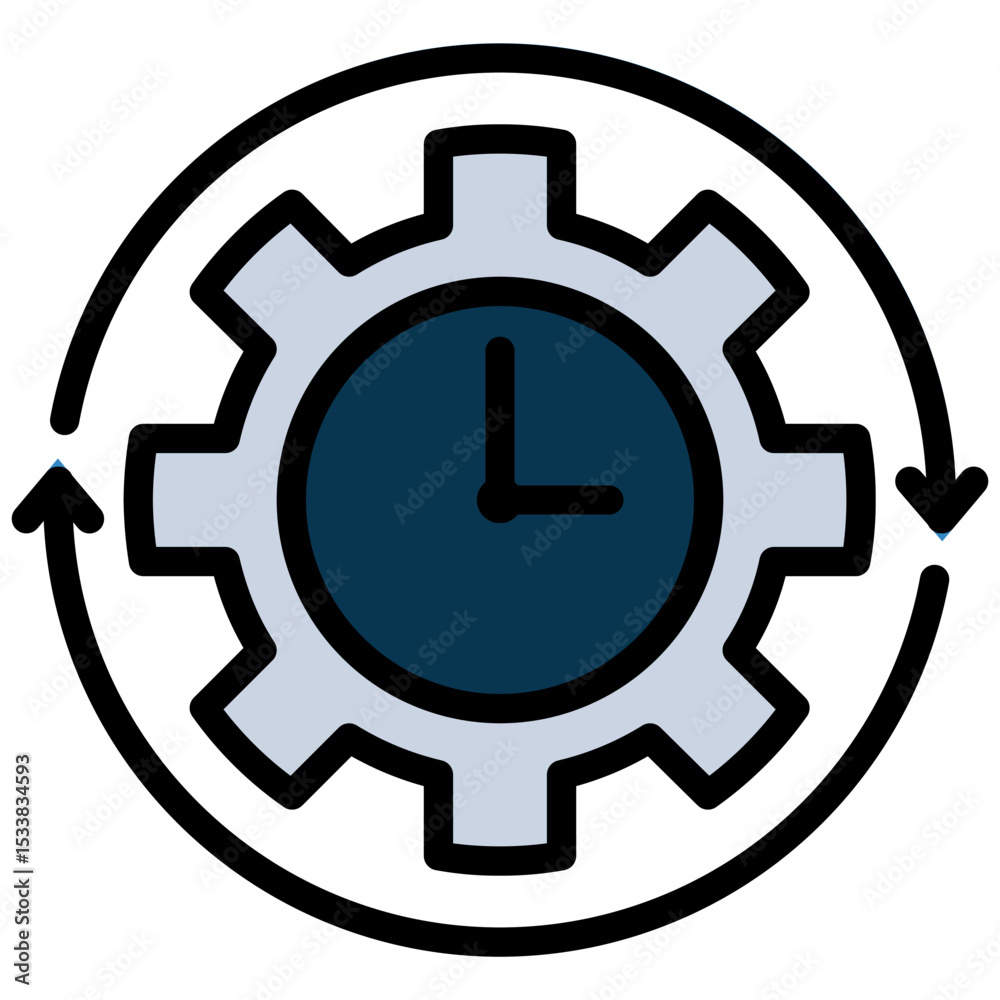 Gear Recycle outline flat Icon, Investment concept design in outline flat icon style Gear Recycle outline flat Icon, Investment concept design in outline flat icon style