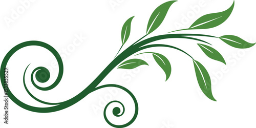 A Decorative Swirl With Foliage - High Quality Vector Graphic