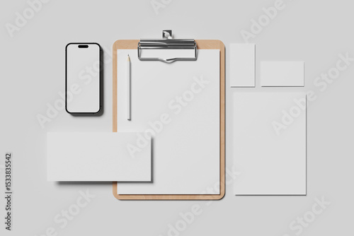 Blank stationery for mockup - 3D Illustration