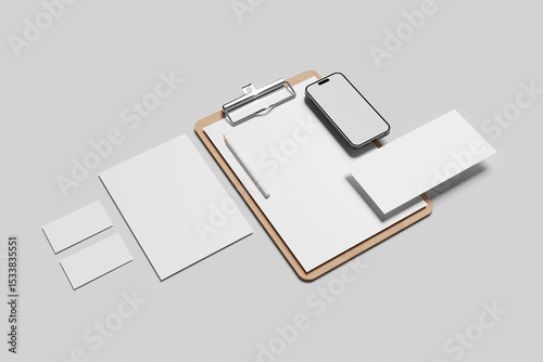 Blank stationery for mockup - 3D Illustration