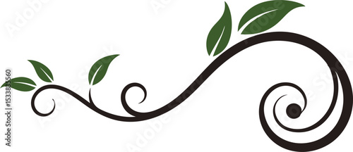 A Decorative Swirl With Foliage On Transparent Background - High Quality Vector Graphic