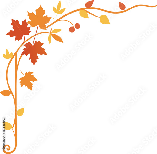 Corner Border With Fall Vines On Transparent Background - Creative Visual Resource