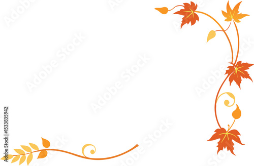Corner Border With Fall Vines On Transparent Background - Rustic Charm Graphic