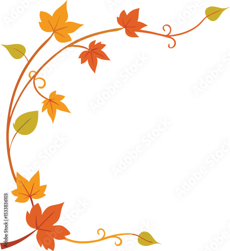 Corner Border With Fall Vines On Transparent Background - Woodland Forest Motif