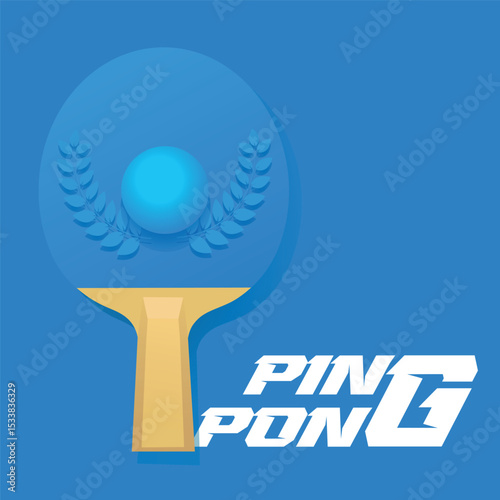 Poster ping pong, racket, ball, champion's laurel wreath, tournament. Table tennis flat design, racket sports, active recreation, competitions