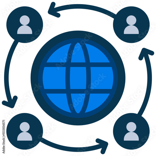 Global Relations Flat Icon, Online Digital Marketing icon in Flat Design Style