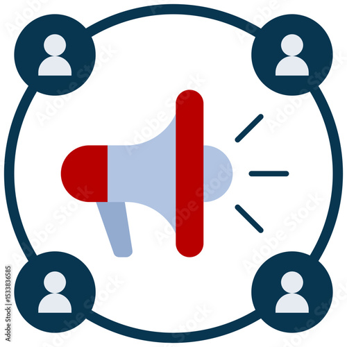 Public Relation Flat Icon, Online Digital Marketing icon in Flat Design Style