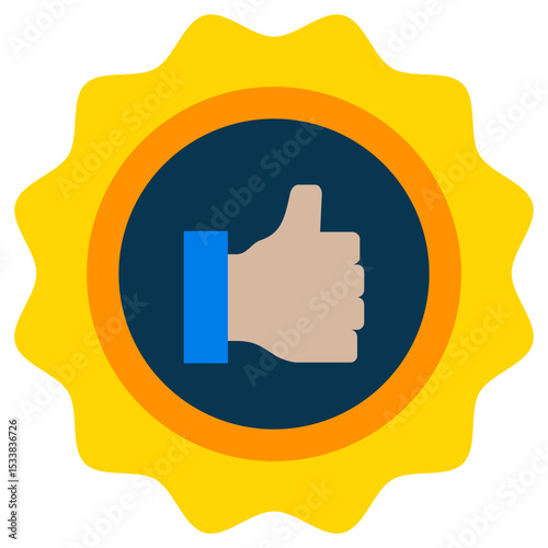 Like Badge Flat Icon, Online Digital Marketing icon in Flat Design Style