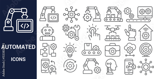 Automated Icons A Collection of Robotic Process Automation Line Icons for Web and App Design