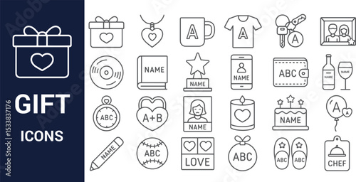 Collection of Customizable Gift Icons Perfect for Design Projects